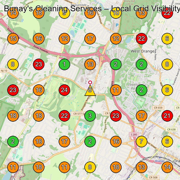 Bunay's Cleaning Services House Cleaning Service GeoGrid ranking map for None